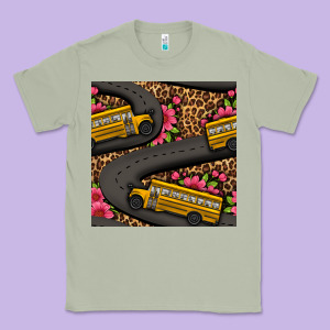 Flower Leopard School Bus Seamless Pattern Classic Tee Designed By Bundleandbundleshop