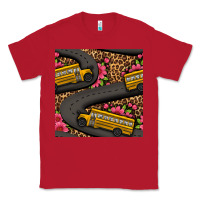Red flower leopard school bus seamless pattern Classic Tee - BundleAndBundleShop