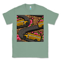 Sage flower leopard school bus seamless pattern Classic Tee - BundleAndBundleShop