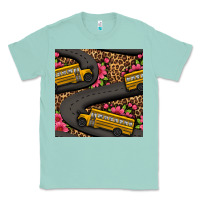 Seafoam flower leopard school bus seamless pattern Classic Tee - BundleAndBundleShop