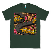 Sports Green flower leopard school bus seamless pattern Classic Tee - BundleAndBundleShop
