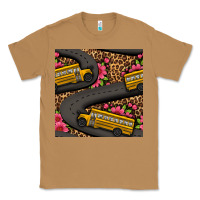 Toasted Coconut flower leopard school bus seamless pattern Classic Tee - BundleAndBundleShop