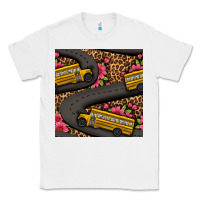 White flower leopard school bus seamless pattern Classic Tee - BundleAndBundleShop