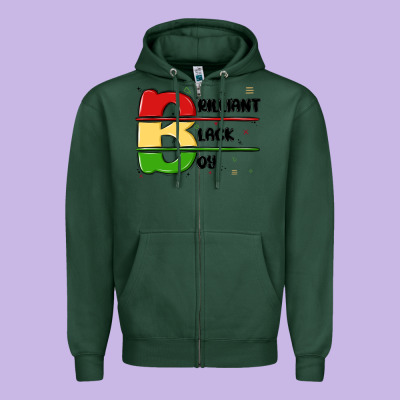 Black Boy Zipper Hoodie Designed By Maliassmallbusiness