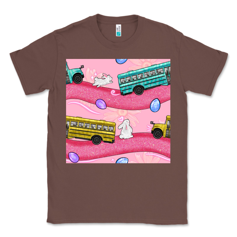 Easter School Bus Seamless Pattern Classic Tee by BundleAndBundleShop | Teevron