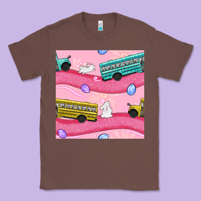 Easter School Bus Seamless Pattern Classic Tee Designed By Bundleandbundleshop
