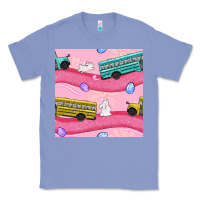 Colony Blue easter school bus seamless pattern Classic Tee - BundleAndBundleShop