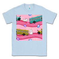 Dusty Blue easter school bus seamless pattern Classic Tee - BundleAndBundleShop