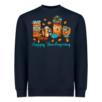 Navy happy thanksgiving coffee Heavyweight Sweatshirt - JahusDesignShop