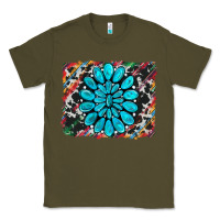 Army Green cowhide and serape gemstone background Classic Tee - RanaPortraitStore