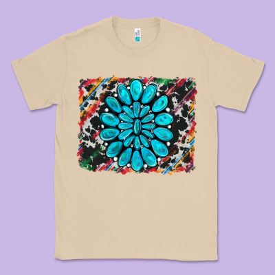 Cowhide And Serape Gemstone Background Classic Tee Designed By Ranaportraitstore