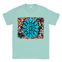 Seafoam cowhide and serape gemstone background Classic Tee - RanaPortraitStore