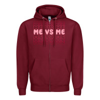 Burgundy me vs me Zipper Hoodie - MaliasSmallBusiness