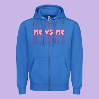 Me Vs Me Zipper Hoodie Designed By Maliassmallbusiness