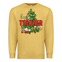 Antique Gold Best Teacher Ever With Christmas Tree Premium Sweatshirt - BundleAndBundleShop