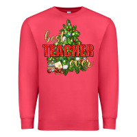 Cardinal Best Teacher Ever With Christmas Tree Premium Sweatshirt - BundleAndBundleShop