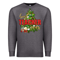 Charcoal Heather Best Teacher Ever With Christmas Tree Premium Sweatshirt - BundleAndBundleShop
