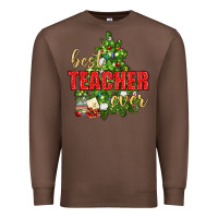 Chestnut Best Teacher Ever With Christmas Tree Premium Sweatshirt - BundleAndBundleShop