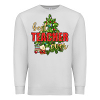 Dove Grey Best Teacher Ever With Christmas Tree Premium Sweatshirt - BundleAndBundleShop