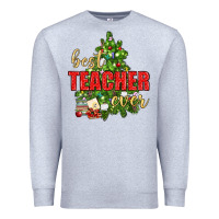 Heather Grey Best Teacher Ever With Christmas Tree Premium Sweatshirt - BundleAndBundleShop