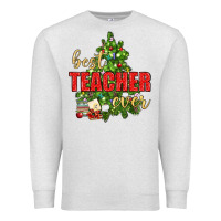 Oatmeal Heather Best Teacher Ever With Christmas Tree Premium Sweatshirt - BundleAndBundleShop