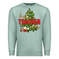 Seafoam Best Teacher Ever With Christmas Tree Premium Sweatshirt - BundleAndBundleShop