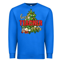 True Royal Best Teacher Ever With Christmas Tree Premium Sweatshirt - BundleAndBundleShop