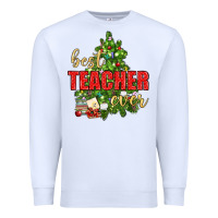 White Best Teacher Ever With Christmas Tree Premium Sweatshirt - BundleAndBundleShop