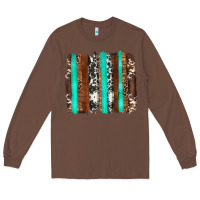 Chestnut western cowhide wood and turquoise glitter brushstrokes Long Sleeve Tee - Artiststas