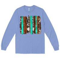 Colony Blue western cowhide wood and turquoise glitter brushstrokes Long Sleeve Tee - Artiststas