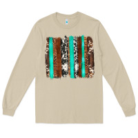 Mushroom western cowhide wood and turquoise glitter brushstrokes Long Sleeve Tee - Artiststas