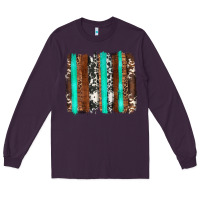 Plum western cowhide wood and turquoise glitter brushstrokes Long Sleeve Tee - Artiststas