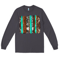Smoke western cowhide wood and turquoise glitter brushstrokes Long Sleeve Tee - Artiststas