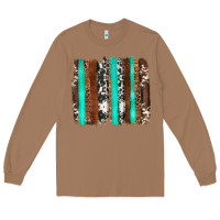 Toasted Coconut western cowhide wood and turquoise glitter brushstrokes Long Sleeve Tee - Artiststas