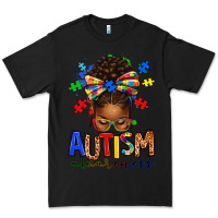 Black autism awareness afro messy bun Premium Tee - texasbilliewilder