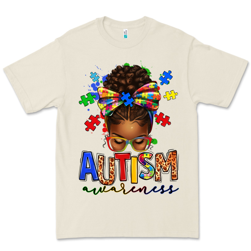 Autism Awareness Afro Messy Bun Premium Tee by texasbilliewilder | Teevron