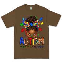 Cacao autism awareness afro messy bun Premium Tee - texasbilliewilder