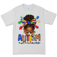 Dove Grey autism awareness afro messy bun Premium Tee - texasbilliewilder