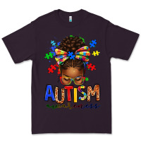 Plum autism awareness afro messy bun Premium Tee - texasbilliewilder