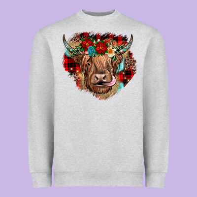 Christmas Cow Gemstone Heavyweight Sweatshirt Designed By Jahusdesignshop
