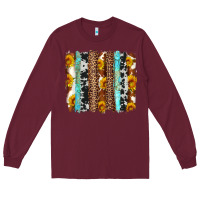 Burgundy western cowhide leopard turquoise brushstrokes Long Sleeve Tee - Artiststas
