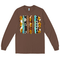 Chestnut western cowhide leopard turquoise brushstrokes Long Sleeve Tee - Artiststas