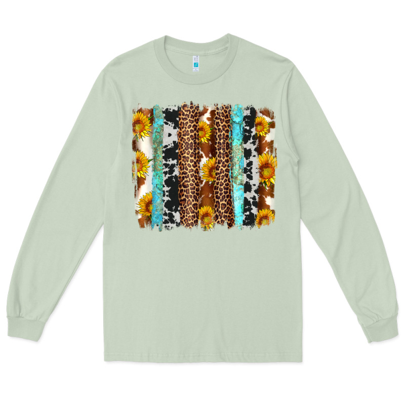 Western Cowhide Leopard Turquoise Brushstrokes Long Sleeve Tee by Artiststas | Teevron