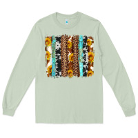 Matcha western cowhide leopard turquoise brushstrokes Long Sleeve Tee - Artiststas