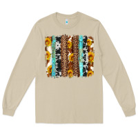 Mushroom western cowhide leopard turquoise brushstrokes Long Sleeve Tee - Artiststas