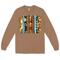 Toasted Coconut western cowhide leopard turquoise brushstrokes Long Sleeve Tee - Artiststas