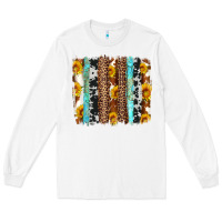 White western cowhide leopard turquoise brushstrokes Long Sleeve Tee - Artiststas