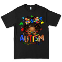 Black autism mom afro locs messy bun Premium Tee - texasbilliewilder