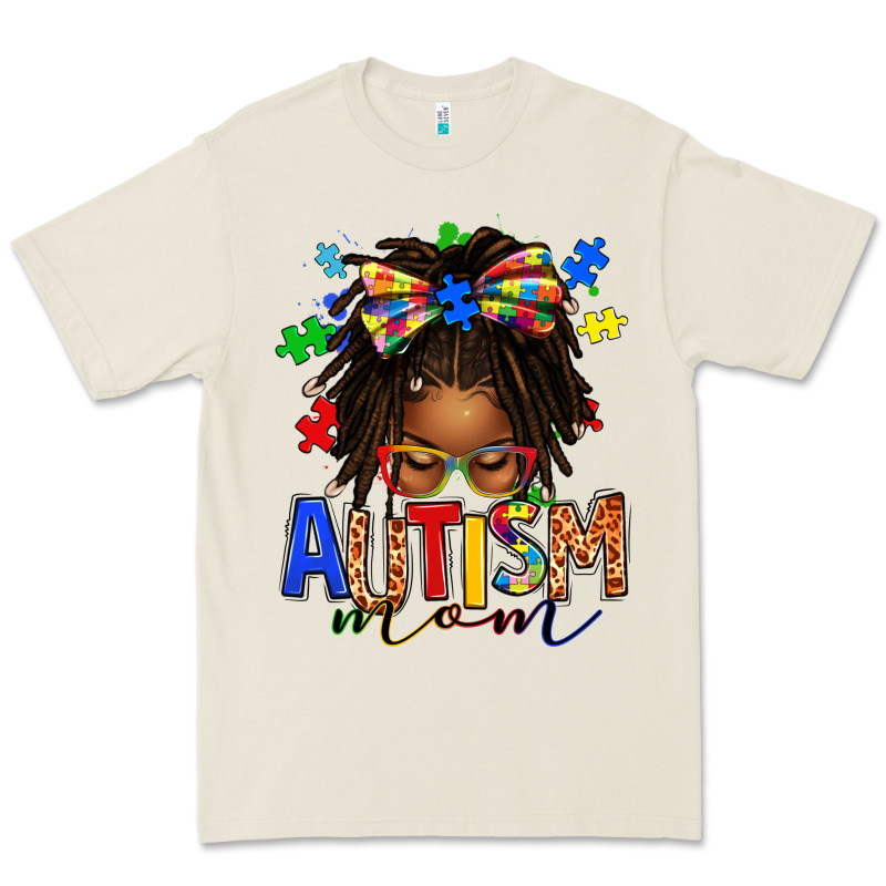 Autism Mom Afro Locs Messy Bun Premium Tee by texasbilliewilder | Teevron