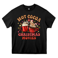 Black hot cocoa and christmas movies Heavy Core Tee - MaliasSmallBusiness